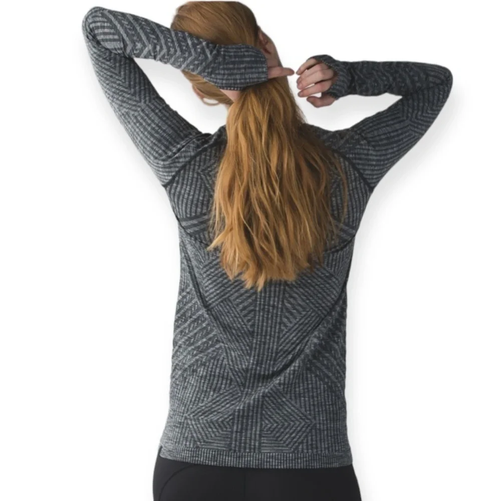 Lululemon Rest Less Pullover Top First Release Crew Neck  Heathered Black